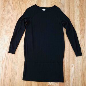J.Crew Women Merino Wool Blend Sweater dress Black Pullover Long Sleeve Soft S